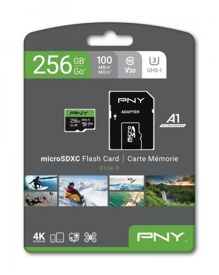 PNY Elite-X Micro SDXC 4K 256GB Class10 m/adapter