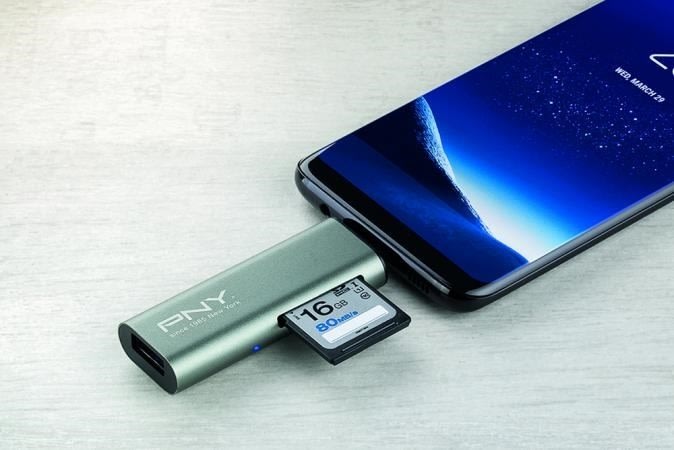 PNY USB-C Kortlæser – USB Adapter, grå