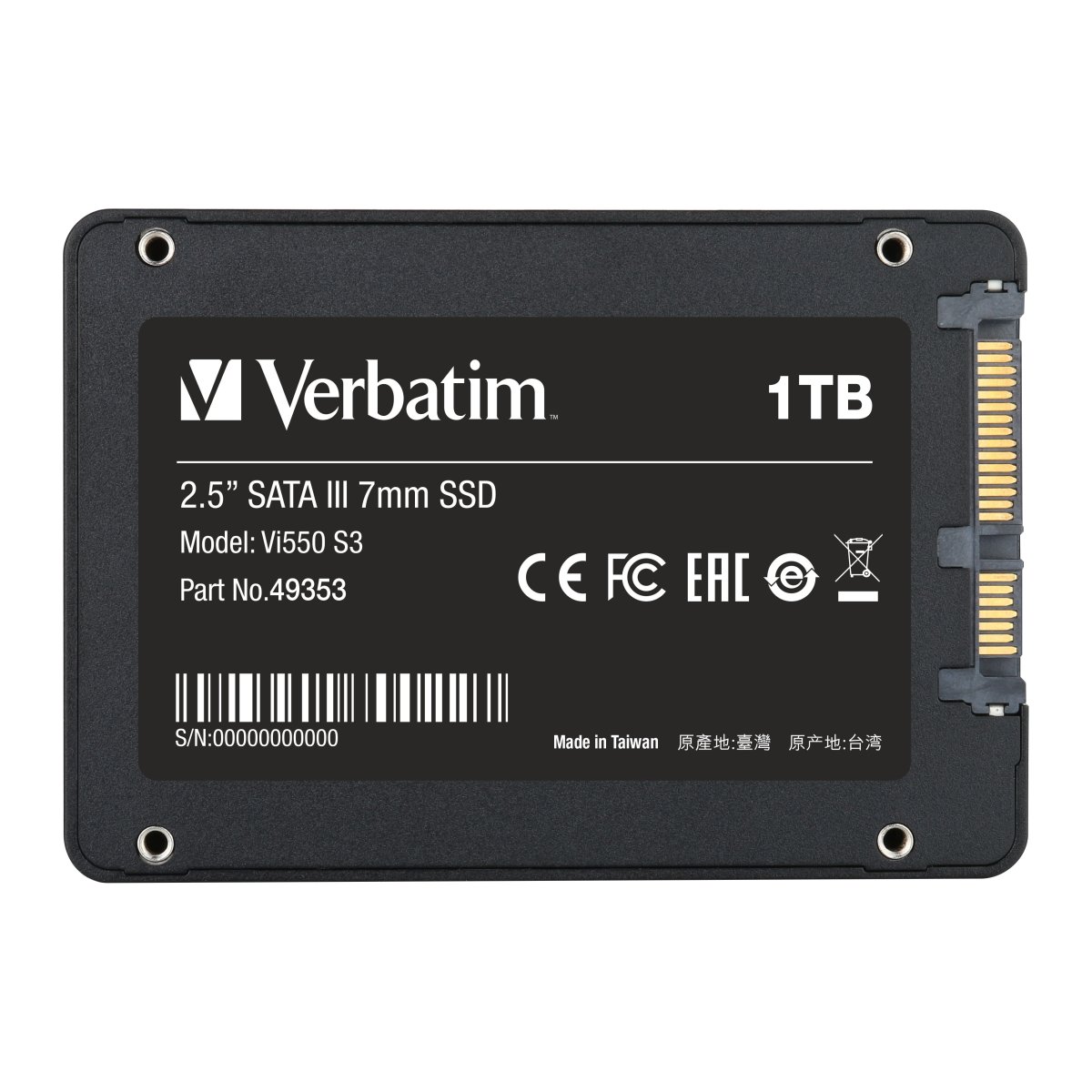 Verbatim Vi550 S3 SSD 2.5” SATA III 7mm 1TB