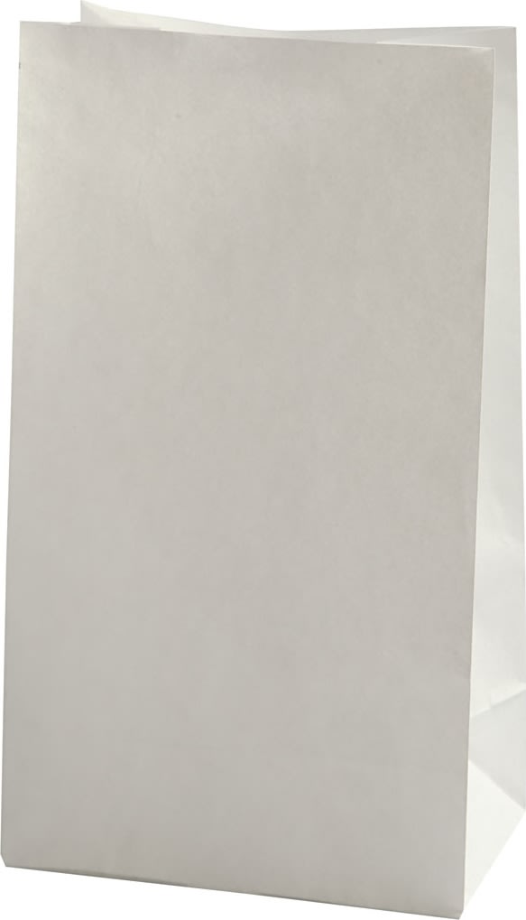 Papirpose 15x9x27 cm, hvid, 100 stk