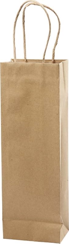 Papirpose med hank, 13x8x36 cm, brun, 10 stk
