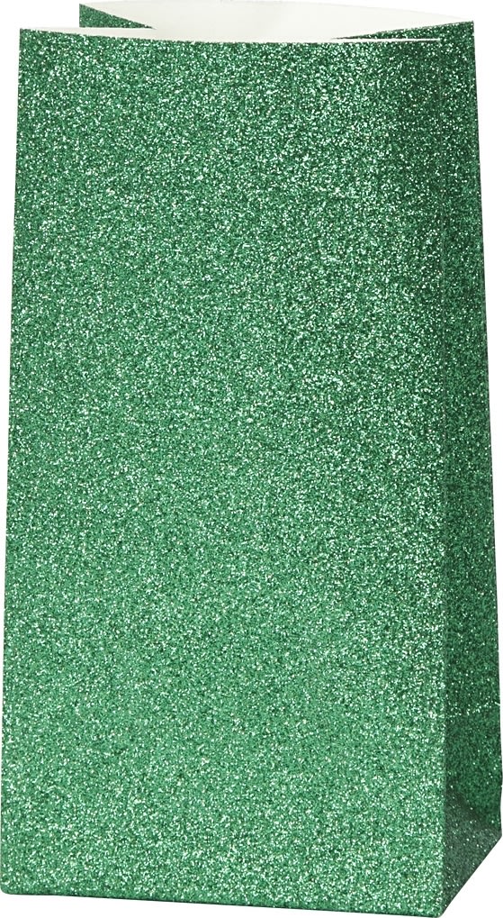 Vivi Gade Gavepose 9x6x17 cm, grøn glitter, 8 stk