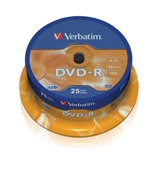 Verbatim DVD-R 16x 4,7GB spindel, 25 stk