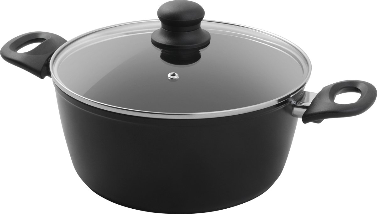Gryde med låg | Nonstick | Sort | 4,3 L