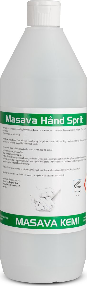 Masava Håndsprit Gel 80 % hånddesinfektion, 1 L