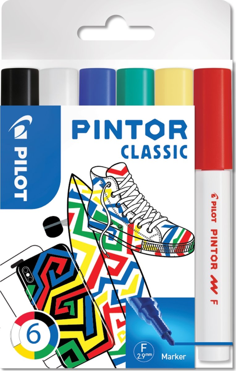 Pilot Pintor Marker | F | 1 mm | 6 farver