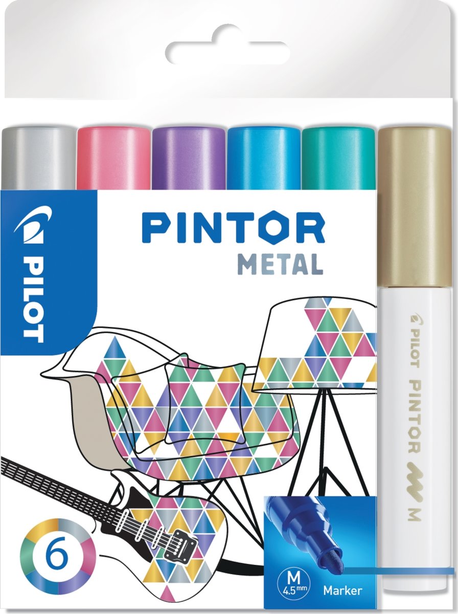 Pilot Pintor Marker | M | 1,4 mm | 6 metalfarver