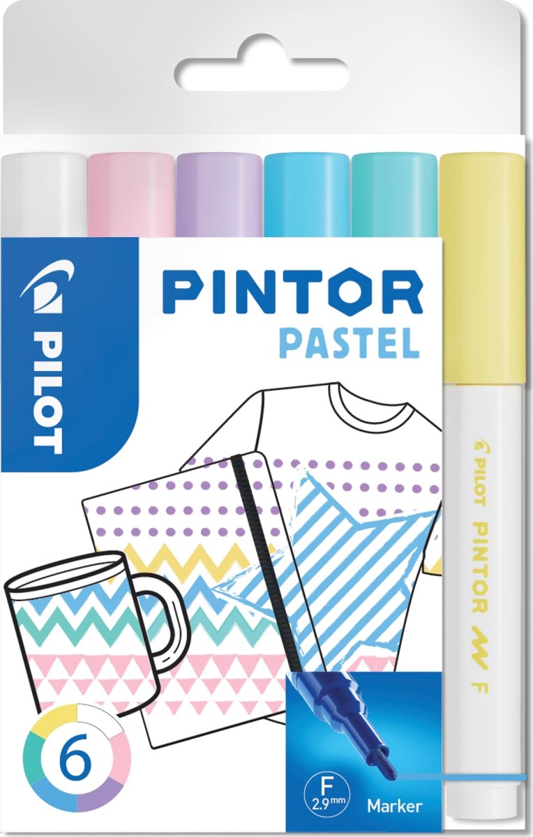 Pilot Pintor Marker | F | 1 mm | 6 pastelfarver