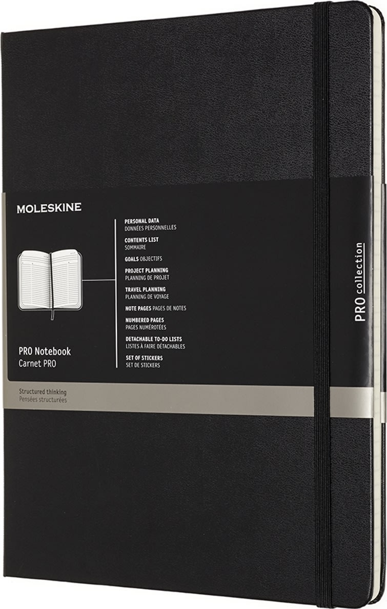 Moleskine Pro H Notesbog | XL | Linj. | Sort