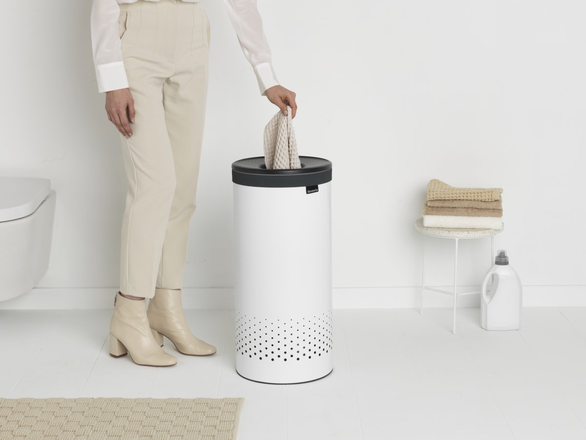 Brabantia Vasketøjskurv, 35 L, hvid/grå