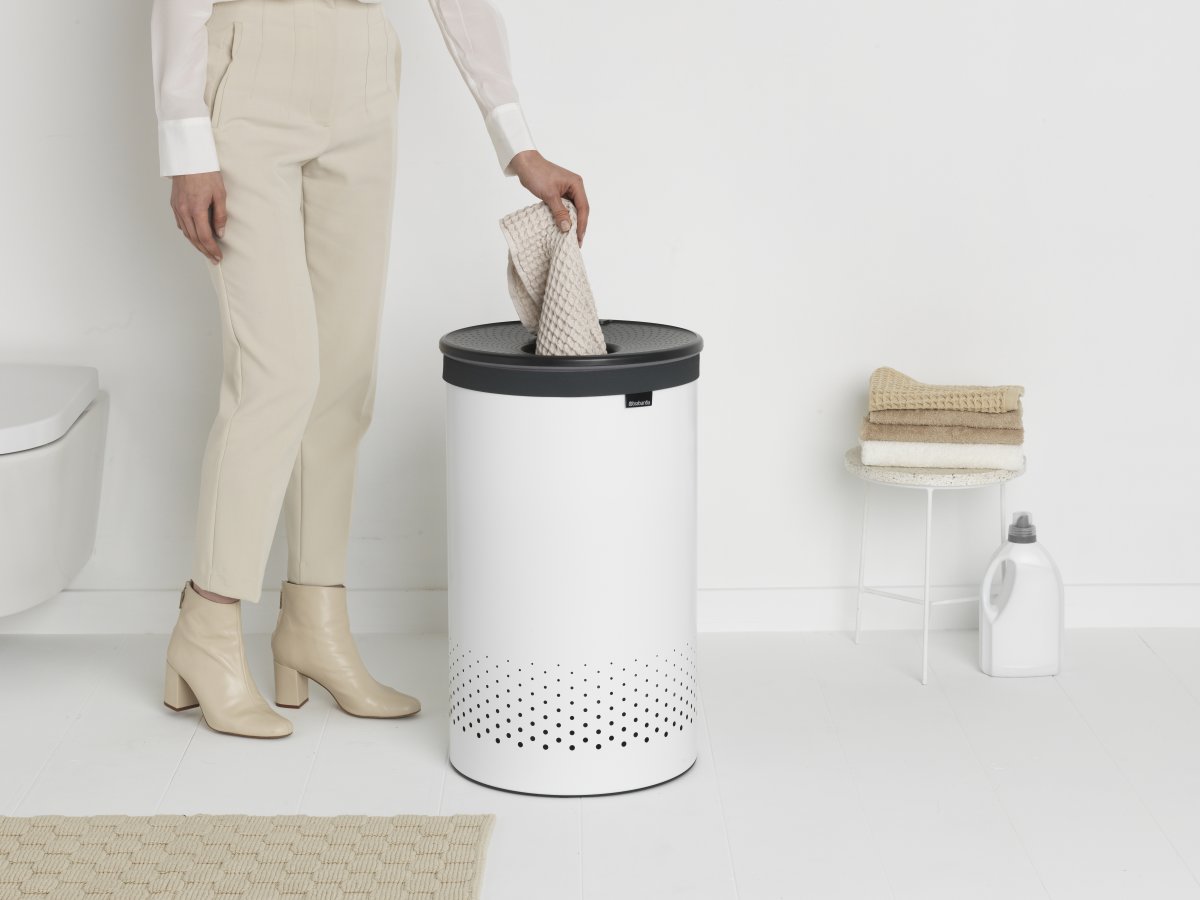 Brabantia Vasketøjskurv, 60 L, hvid/grå