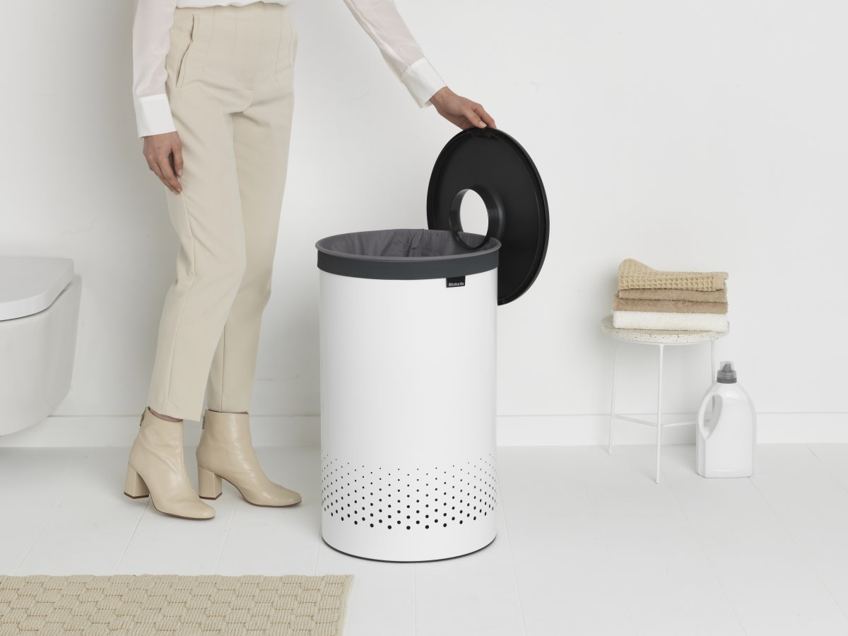 Brabantia Vasketøjskurv, 60 L, hvid/grå
