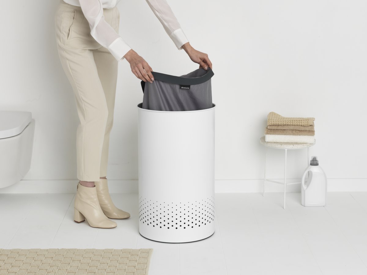 Brabantia Vasketøjskurv, 60 L, hvid/grå