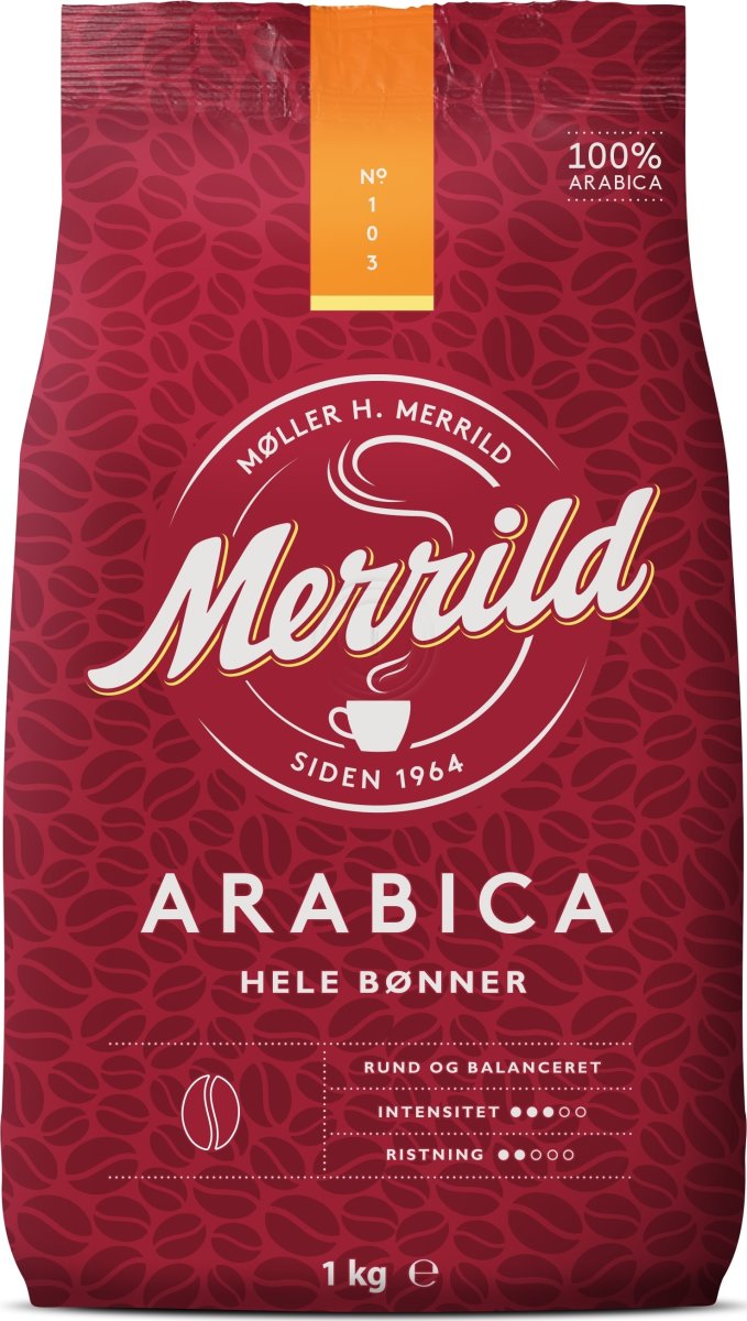 Merrild Arabica helbønner, 1000g