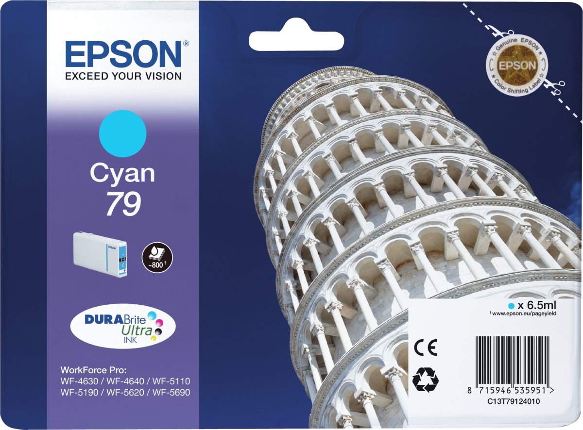 Epson T7912 blækpatron, cyan, 800 sider