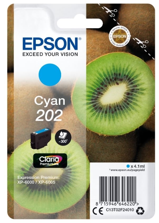 Epson T202 blækpatron, cyan