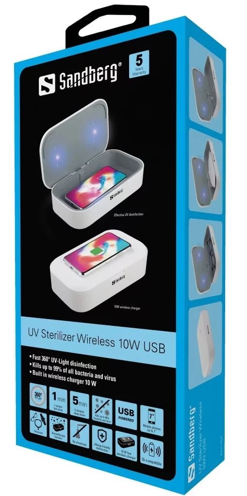 Sandberg UV-steriliseringsboks trådløs 10W USB