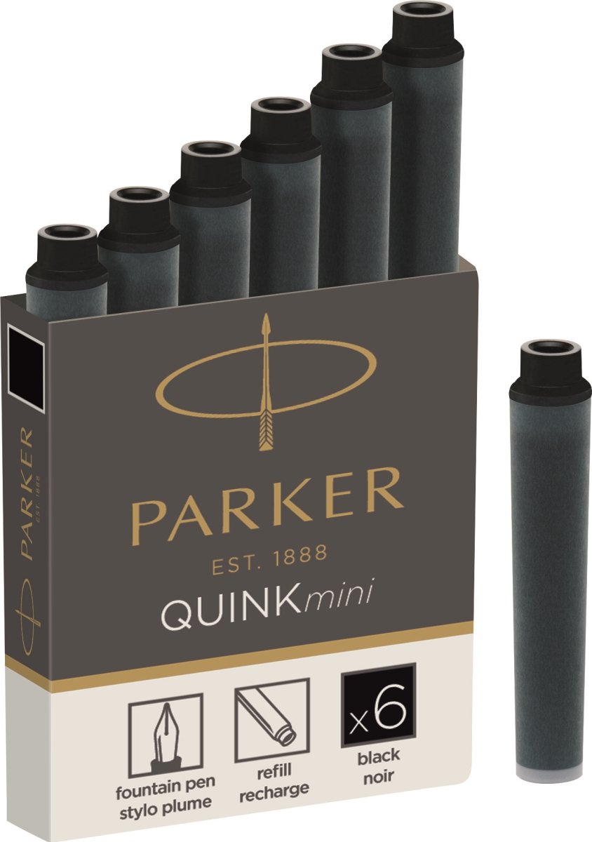 Parker Quink Mini Refill | Fyldepen | Sort | 6st.