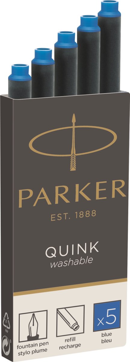 Parker Quink Refill | Fyldepen | R.Blue | 5 stk.