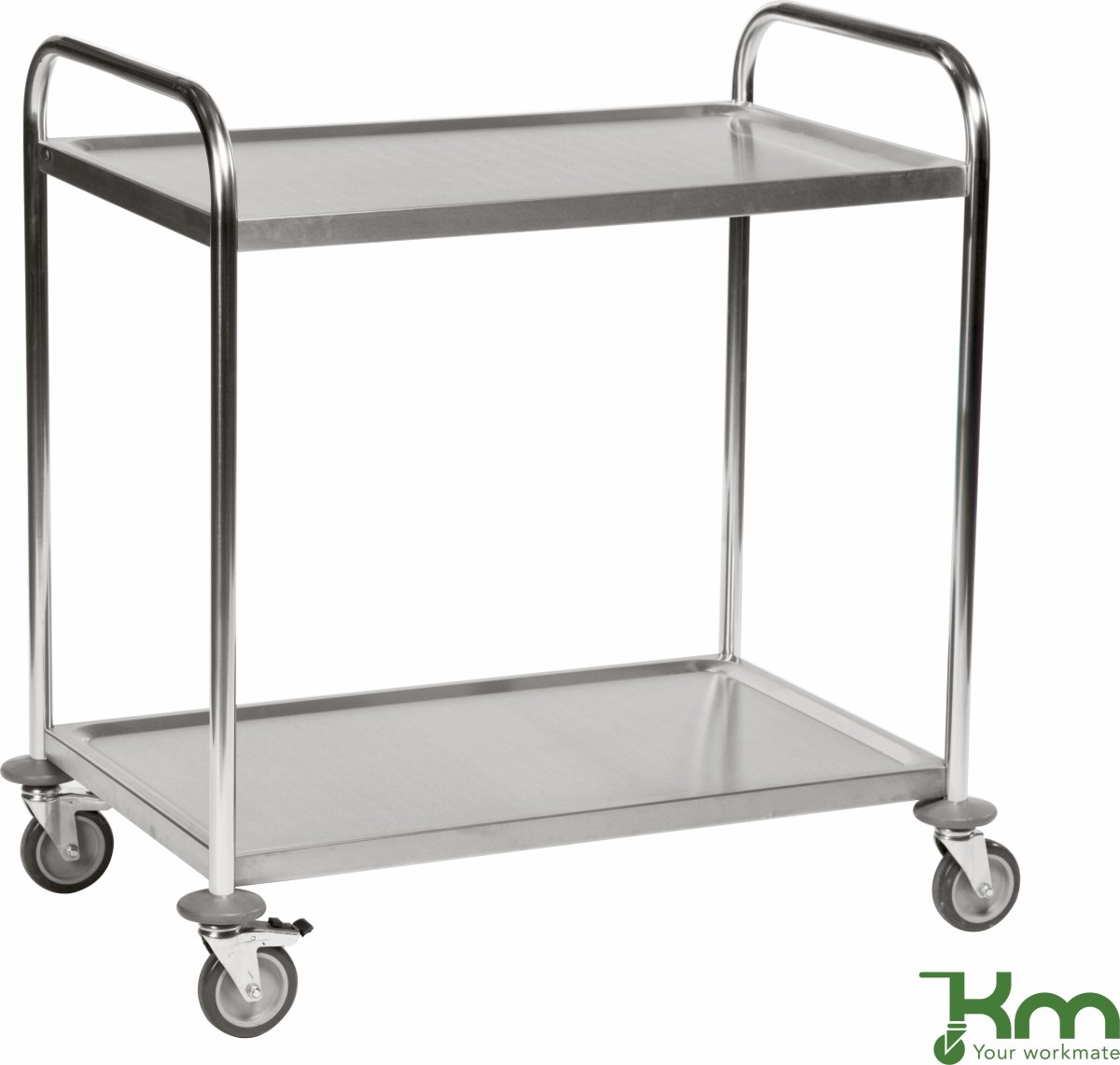 Rustfrit rullebord, 2 hylder, stor