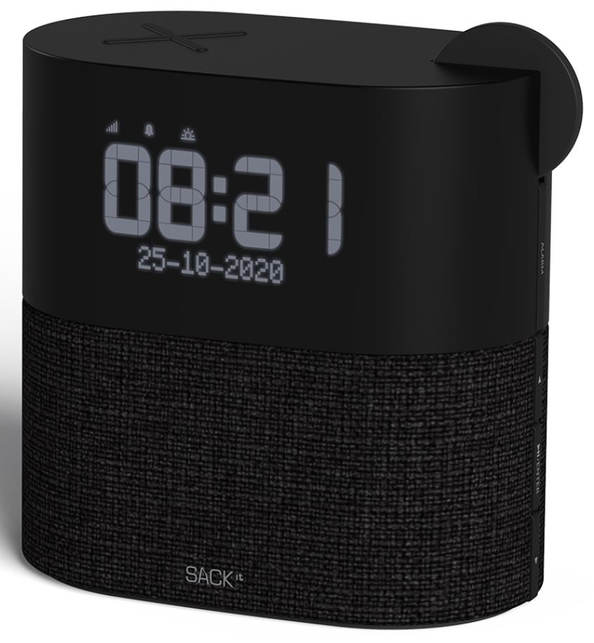 SACKit WAKEit S clockradio og højttaler, sort