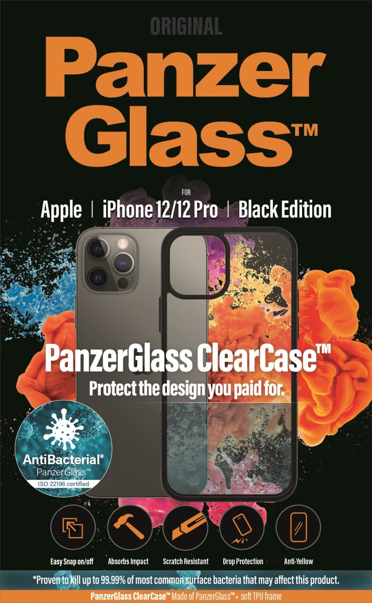 Panzerglass ClearCase iPhone 12/12 Pro, sort kant