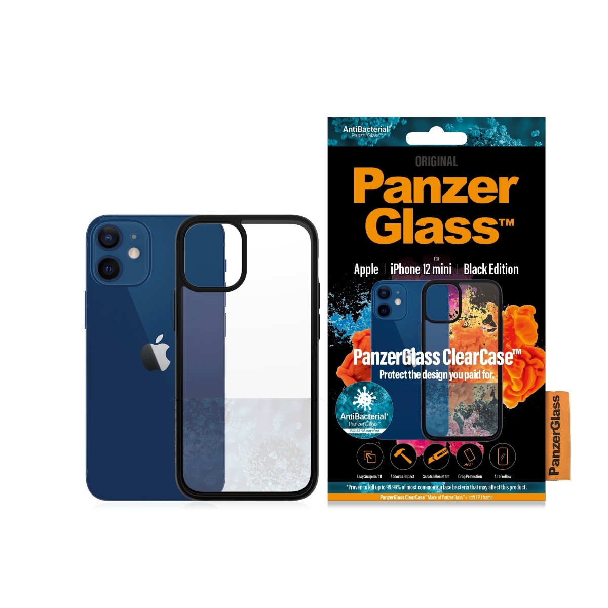 Panzerglass ClearCase iPhone 12 mini, sort kant