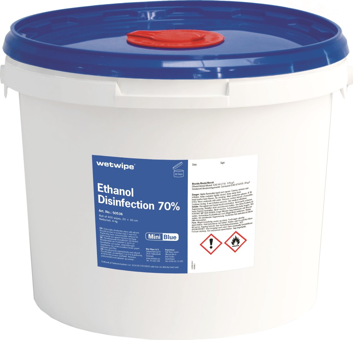 Wet Wipe Ethanol 70 Mini Blue Wipes 400 stk Lomax A/S