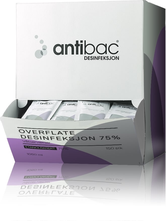 Antibac Overfladedesinfek 75% | Wipes | Displaybox