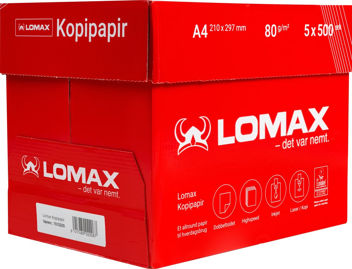 Lomax kopipapir / printerpapir A4/80g/500 ark.