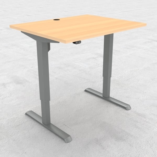 Compact hæve/sænkebord, 100x80 cm, Bøg/alu