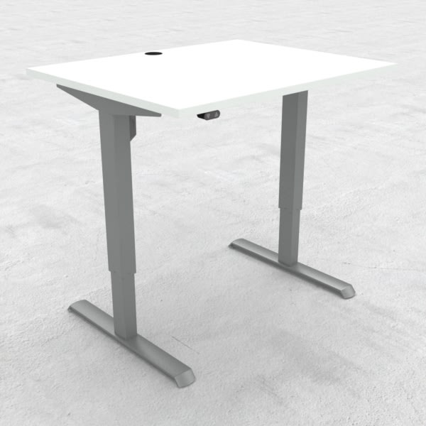 Compact hæve/sænkebord, 100x80 cm, Hvid/alu