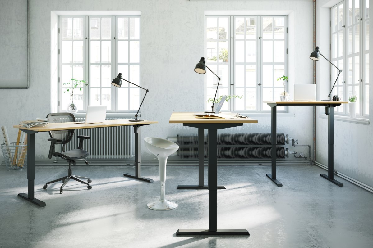 Compact hæve/sænkebord, 100x80 cm, Valnød/sort