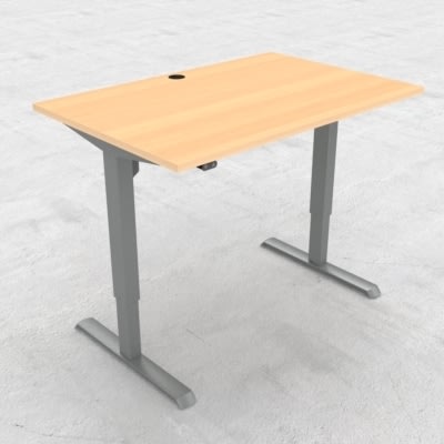 Compact hæve/sænkebord, 120x80 cm, Bøg/alu
