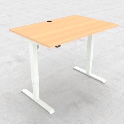 Compact hæve/sænkebord, 120x80 cm, Bøg/hvid