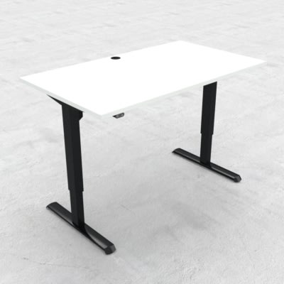 Compact hæve/sænkebord, 140x80 cm, Hvid/sort