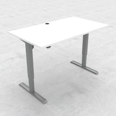 Compact hæve/sænkebord, 140x80 cm, Hvid/alu