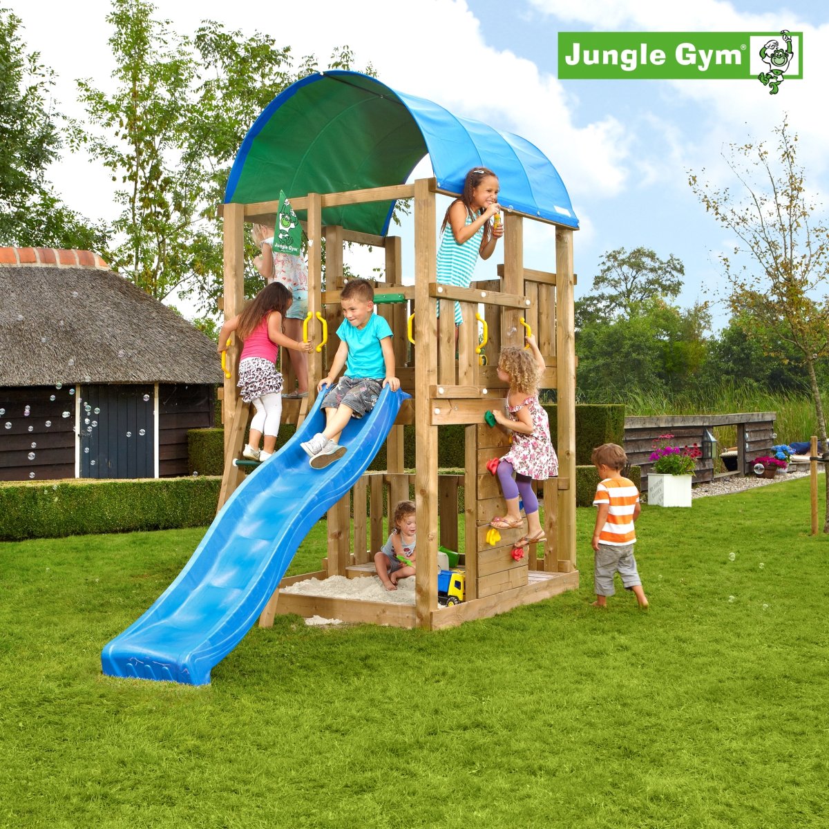 Jungle Gym Farm legetårn komplet inkl. rutschebane