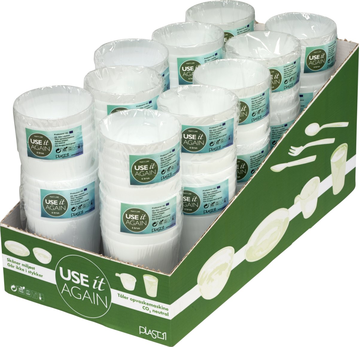 Plastikglas, Flergangsbrug, 30 cl, 6 stk.