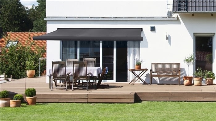 Liana Markise m/motor+LED, 350x300 cm, grå/grå