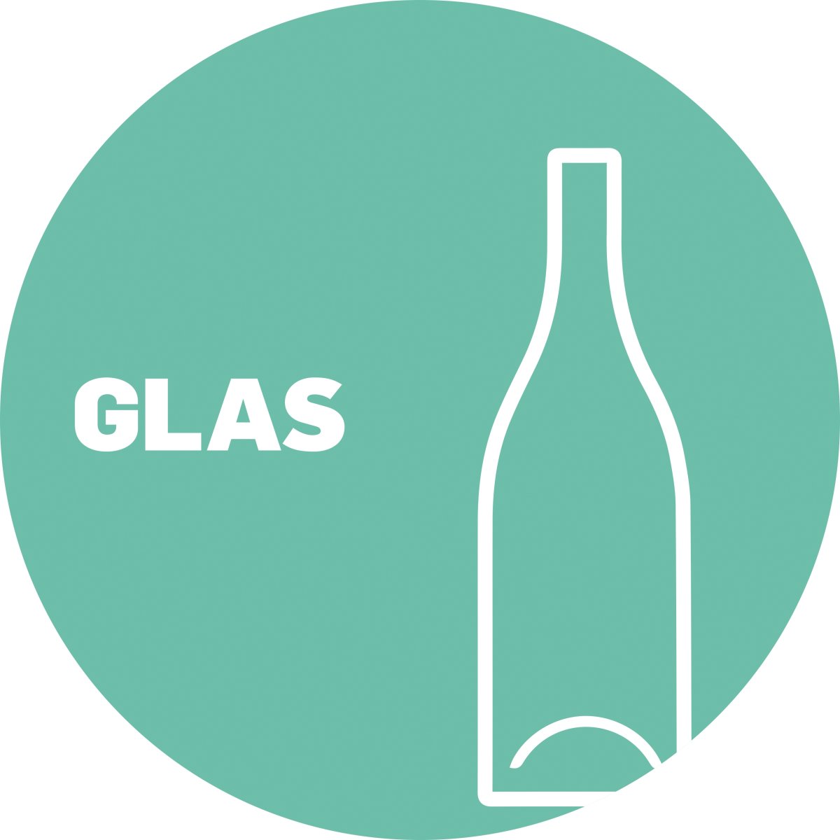 DropBucket Affaldspiktogram Ø25 cm selvklæb, Glas