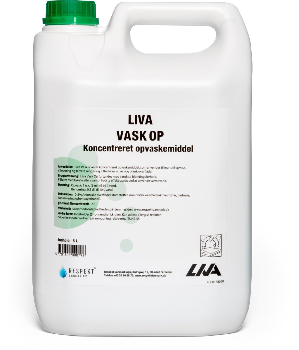 Liva "Vask Op" opvaskemiddel, 5 liter køb hos Lomax1 | Lomax