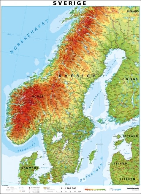 Kort over Sverige – 96,5 x 130 cm