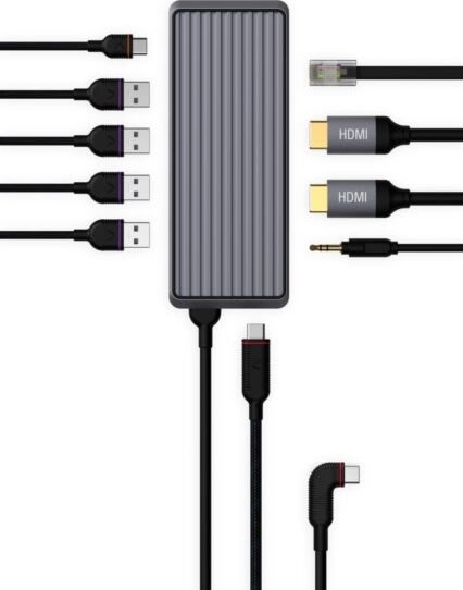 Unisynk USB-C Hub til Mac (10 port), grå