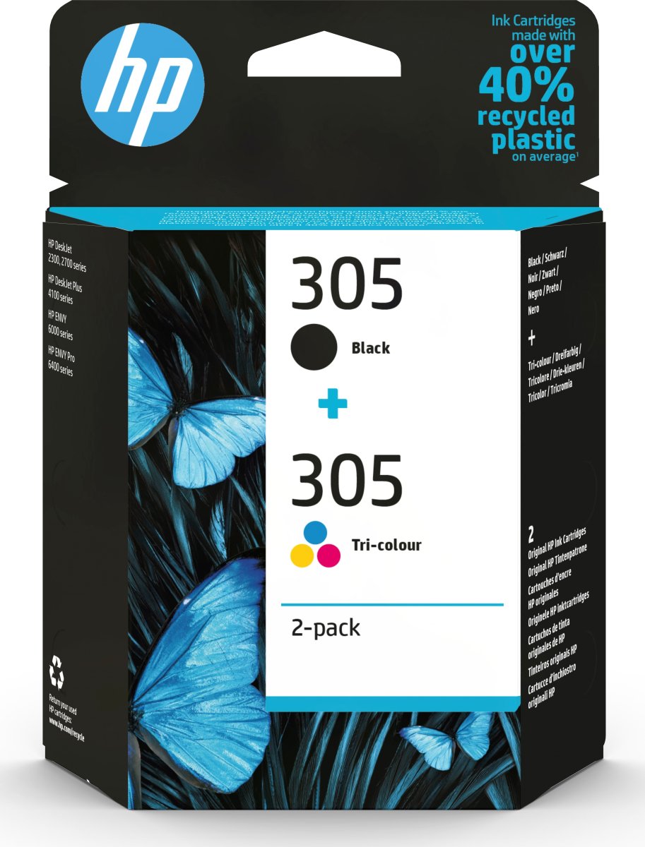 HP nr. 305 blækpatron, sort+farve, sampak, blister
