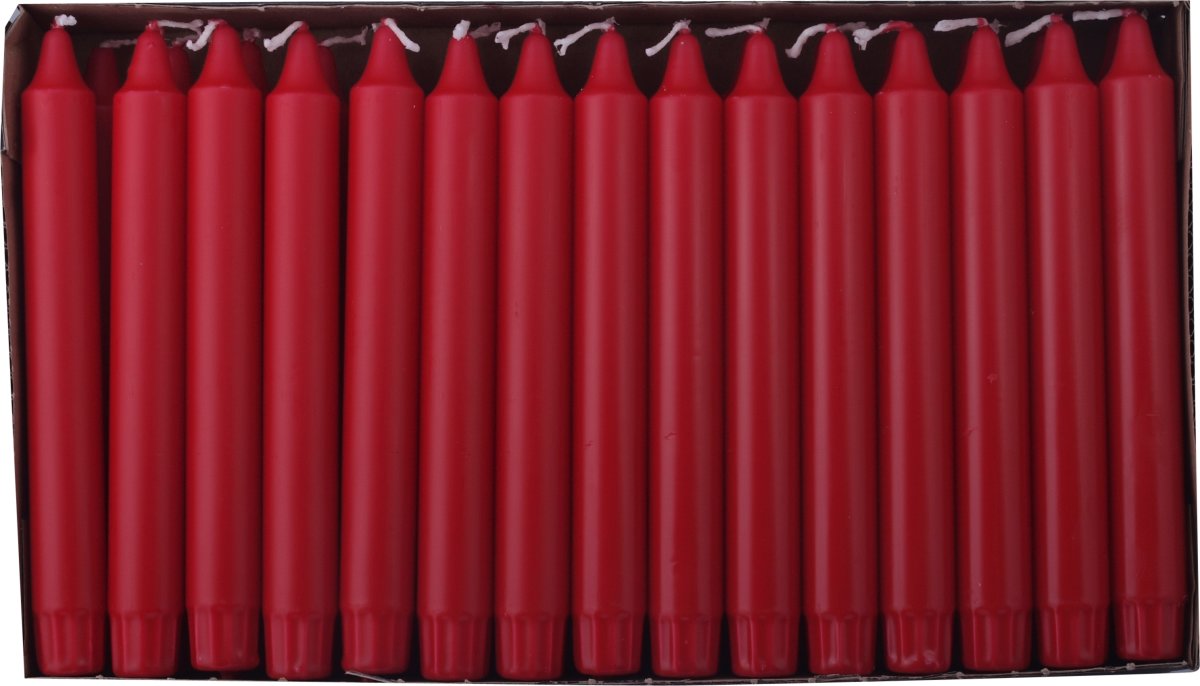 Kronelys | Ren Stearin | 20 cm | 30 stk. | Rød
