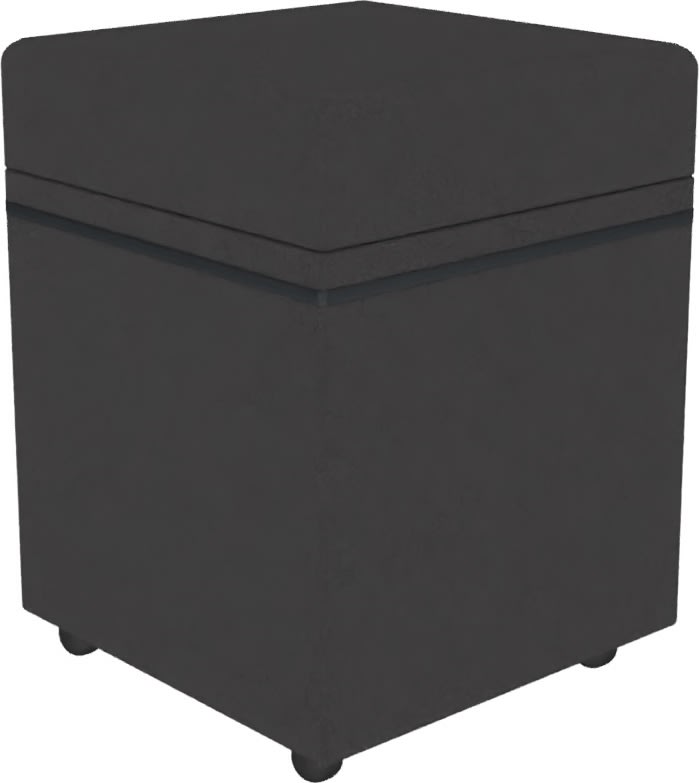 Sms-Box puf m/opbevaring og hjul, Sort/sort lynlås