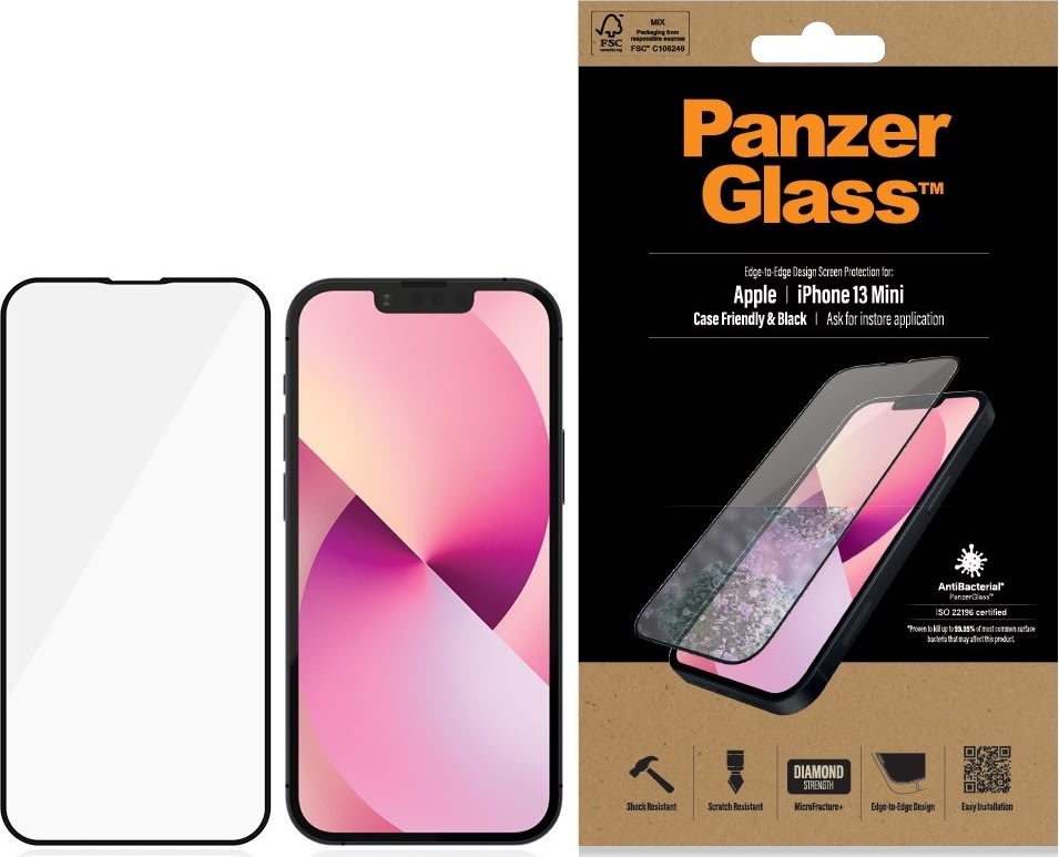 PanzerGlass casefriendly til iPhone 13 mini sort