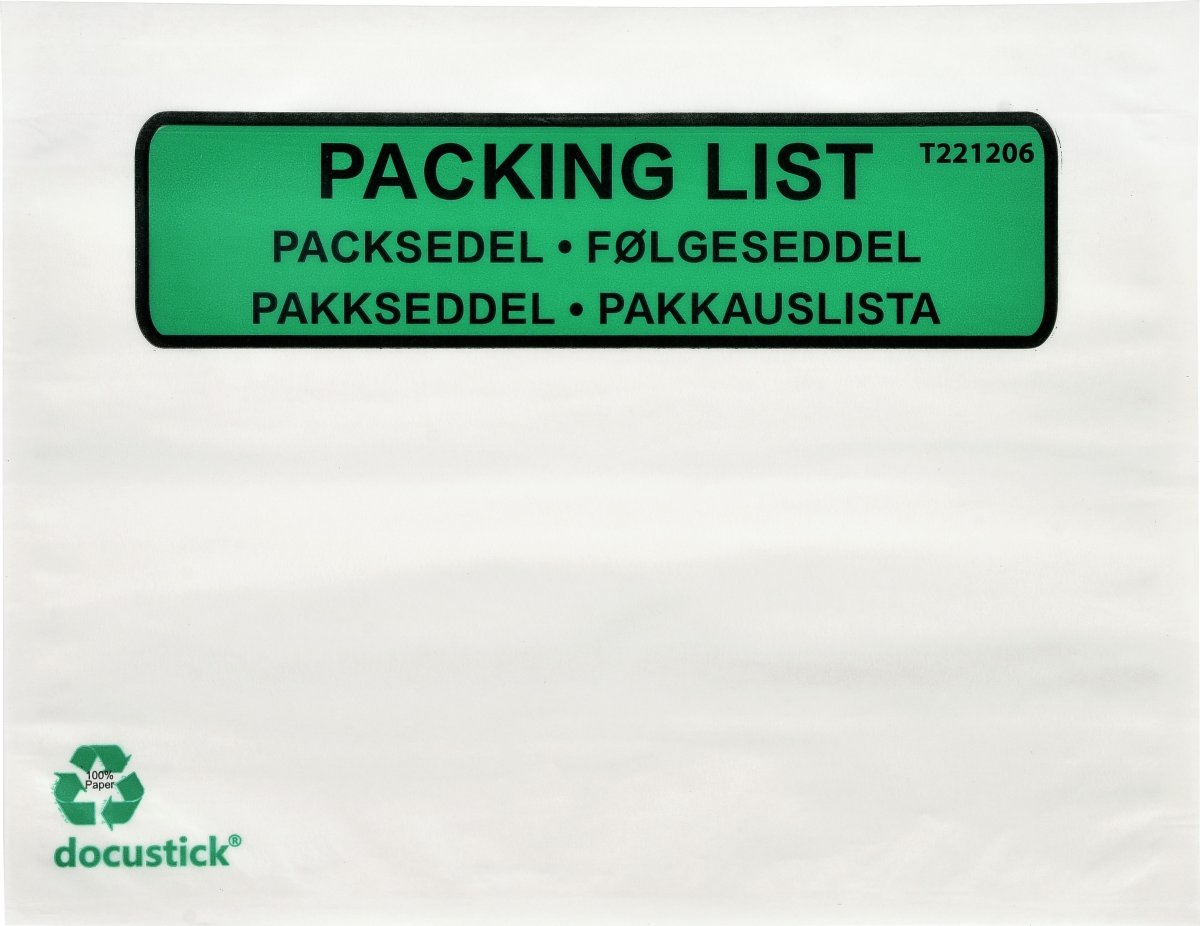 Dokumentlomme, 4 sprog, C6, Papir, 1000 stk.