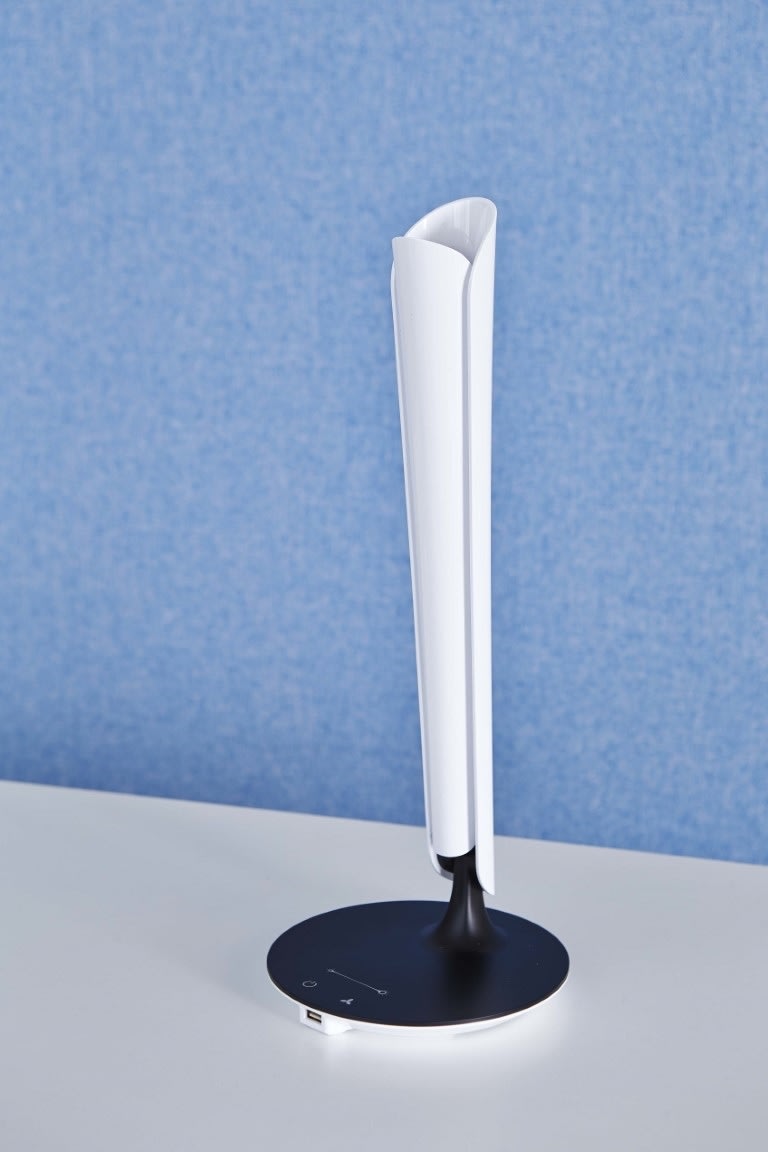 Tulip LED bordlampe, hvid/sort, m. USB